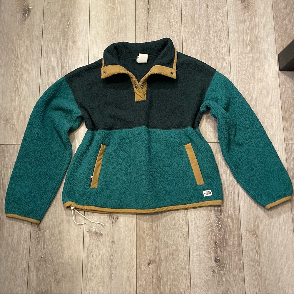 The North Face Cragmont Fleece Pullover‎ Evergreen/Black Colorblock Women Medium - Picture 2 of 9